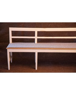 Custom-made bench pads and seat pads for corner benches, outdoor chairs and more in natural gray and white