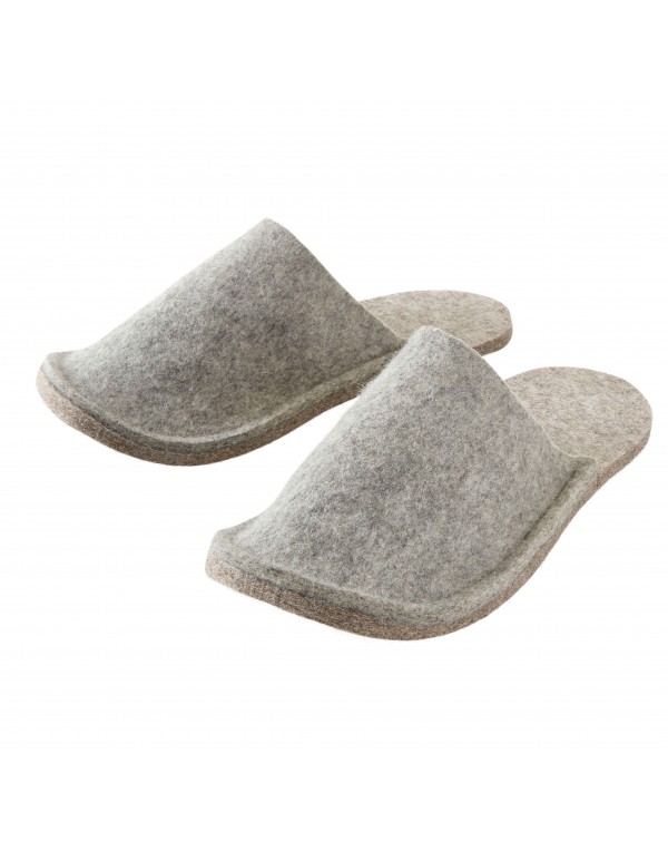 Haunold Slippers for guests in grey for women, men and children, of virgin sheep wool
