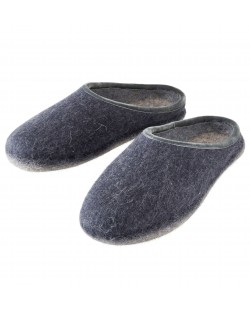 Backless felt slippers of virgin sheep wool for women, men and children blue-grey by Haunold