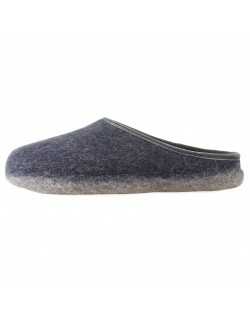 Backless felt slippers of virgin sheep wool for women, men and children blue-grey by Haunold