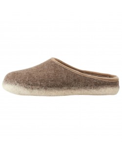 Offene Filzpantoffeln aus reiner Wolle für Damen und Herren in braun-beige von Haunold