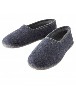 Pantofole chiuse in feltro per signore, signori e bambini in blu-grigio di Haunold, in pura lana