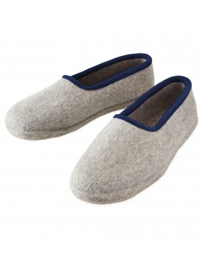 Felt slippers of virgin sheep wool for women, men and children grey-blue by Haunold