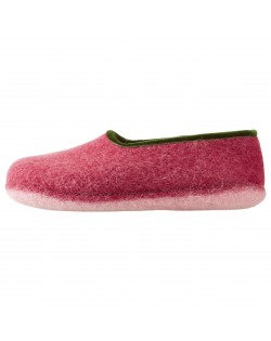 Felt slippers of virgin sheep wool for women and men red-green by Haunold