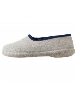 Felt slippers with heel for women and men, of virgin sheep wool, grey-blue by Haunold