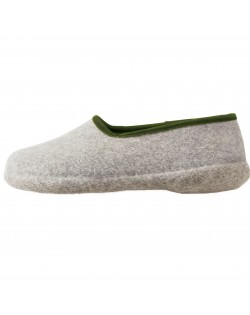 Felt slippers with heel for women and men, of virgin sheep wool, grey-green by Haunold