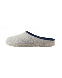 Backless felt slippers of virgin sheep wool for women, men and children grey-blue by Haunold