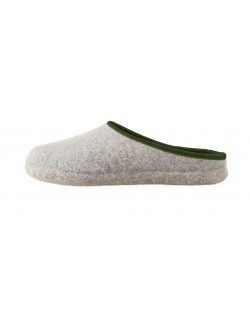 Pantofole aperte in feltro per signore, signori e bambini in grigio-verde di Haunold, in pura lana