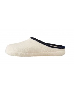 Backless felt slippers of virgin sheep wool for women, wool white-blue by Haunold