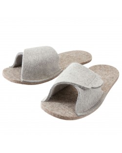 Überzieh-Pantoffeln für Straßenschuhe aus reiner Schaf-Schurwolle, regulierbar mit  Klettverschluss, in grau