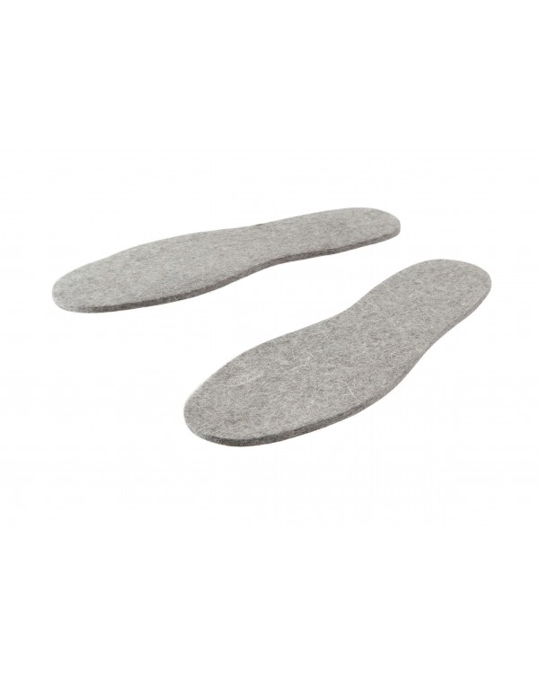 Le solette per scarpe e scarponi realizzate col felto Haunold in pura lana merinos, alte ca. 5 mm in grigio