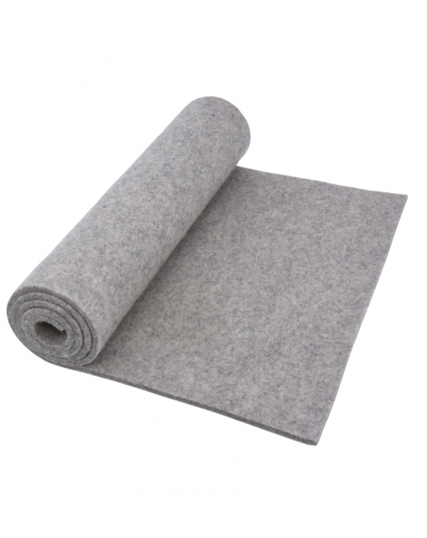 Haunold table runner of merino wool felt, gray