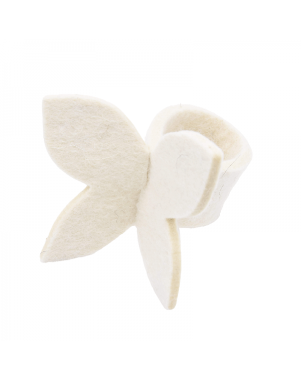 Portatovagliolo farfalla di feltro Haunold alto 5 mm, 100% pura lana vergine, bianco lana