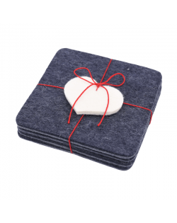 Angular glass coasters, 4 pieces of Haunold fulled felt, blue thin