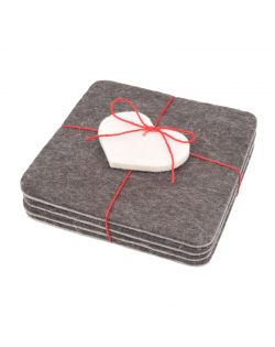 Angular glass coasters, 4 pieces of Haunold fulled felt, brown thin