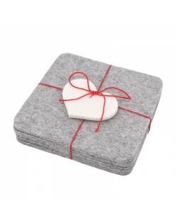 Angular glass coasters, 4 pieces of Haunold fulled felt, gray thin