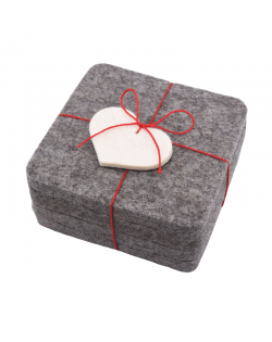 Angular glass coasters, 4 pieces of Haunold fulled felt, natural gray thick