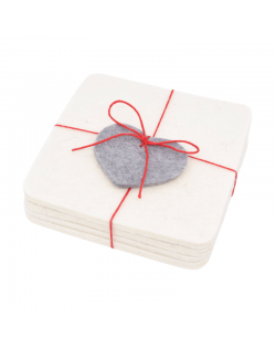 Angular glass coasters, 4 pieces of Haunold fulled felt, wool white thin
