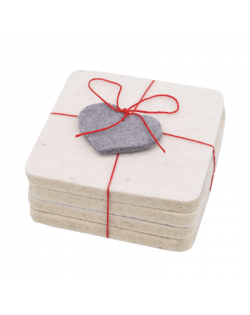 Angular glass coasters, 4 pieces of Haunold fulled felt, natural white thick