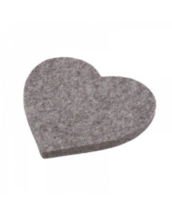 Sottobicchieri, sottopentola, sottopiatti Cuore in lana delle pecore alpine tirolesi, grigio naturale spesso 12 mm