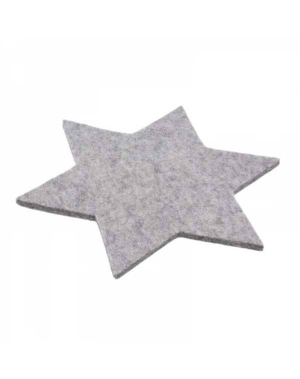 Sottobicchieri, sottopentola, sottopiatti Stella in pura lana merinos, grigio alto 5 mm