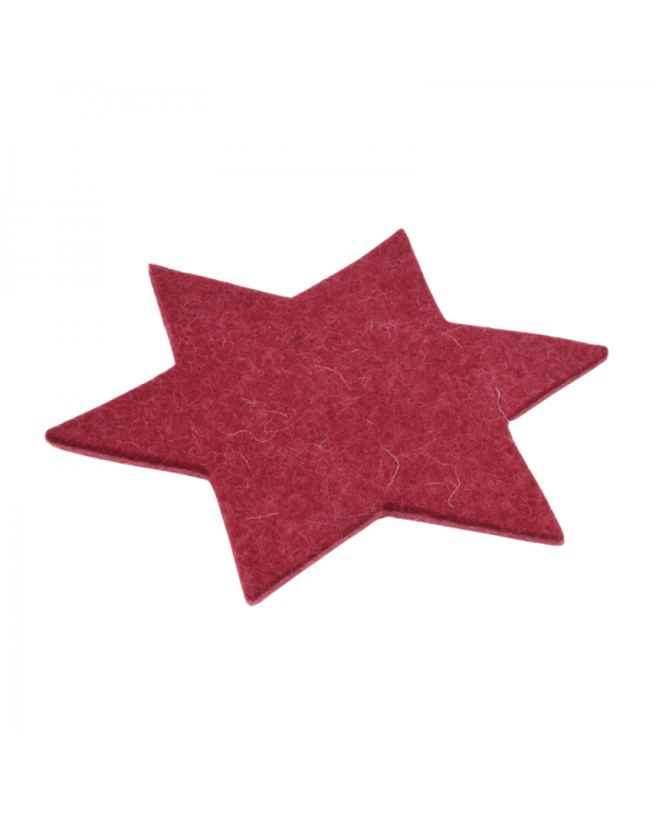 Sottobicchieri, sottopentola, sottopiatti Stella in pura lana merinos, rosso alto 5 mm
