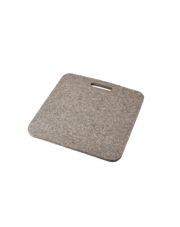 Seat pad Luxus with handle, of Haunold fulled felt, approx. 1 cm thick, natural gray