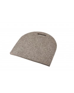 Seat pad Semi-circular with handle, of Haunold fulled felt, approx. 1 cm thick, natural gray