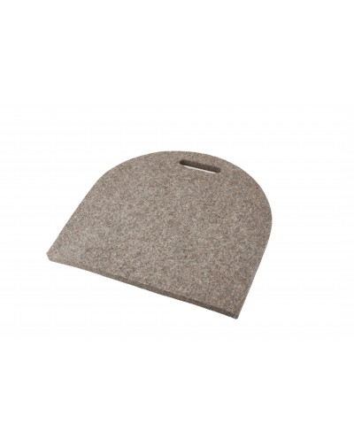 Seat pad Semi-circular with handle, of Haunold fulled felt, approx. 1 cm thick, natural gray