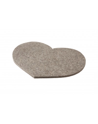 Cusino Cuore senza maniglia in feltro follato Haunold, spesso ca. 1 cm, grigio naturale