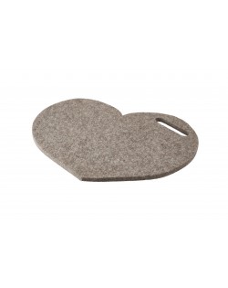 Cusino Cuore con maniglia in feltro follato Haunold, spesso ca. 1 cm, grigio naturale