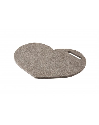 Seat pad Heart with handle of Haunold fulled felt, approx. 1 cm thick, natural gray