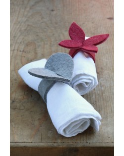 Haunold napkin holders of natural wool felt in two shapes: butterfly and heart