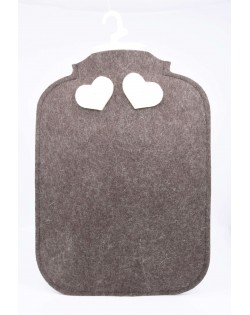 Hot water bottle cover made of Haunold fulled felt, brown with two white hearts at the back