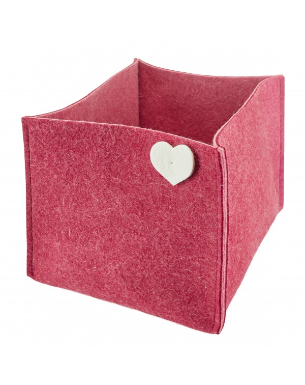 Haunold magazine holder of fine merino wool, red with white hearts