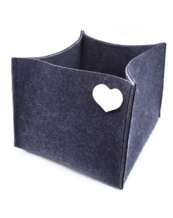 Haunold magazine holder of fine merino wool, blue with white hearts