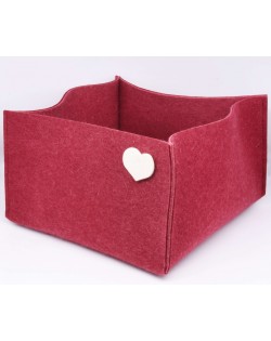 Haunold felt basket large of fine merino wool, red with white hearts