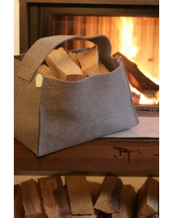 Haunold firewood basket of fulled felt in grey, robust, capacious and decorative